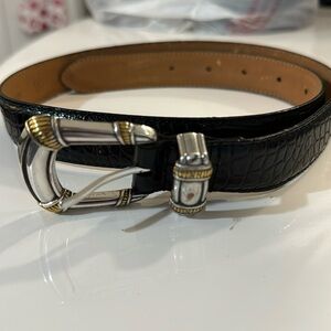 Vintage Fossil Black Leather Belt